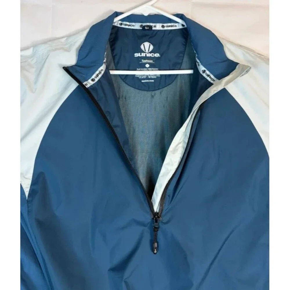 Sunice Typhoon Pullover 1/4 Zip S/S Jacket Golf Blue Gray Men’s L Wind Rain